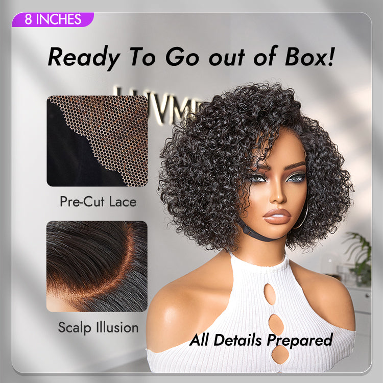 Lumma - Short Curly Human Hair Wig | Minimalist HD Lace | Glueless Side Part