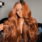 Lumma Ginger Ombre Body Wave Human Hair Lace Wig | HD Lace Front 13x4 or 4x4 Closure | Dark Roots