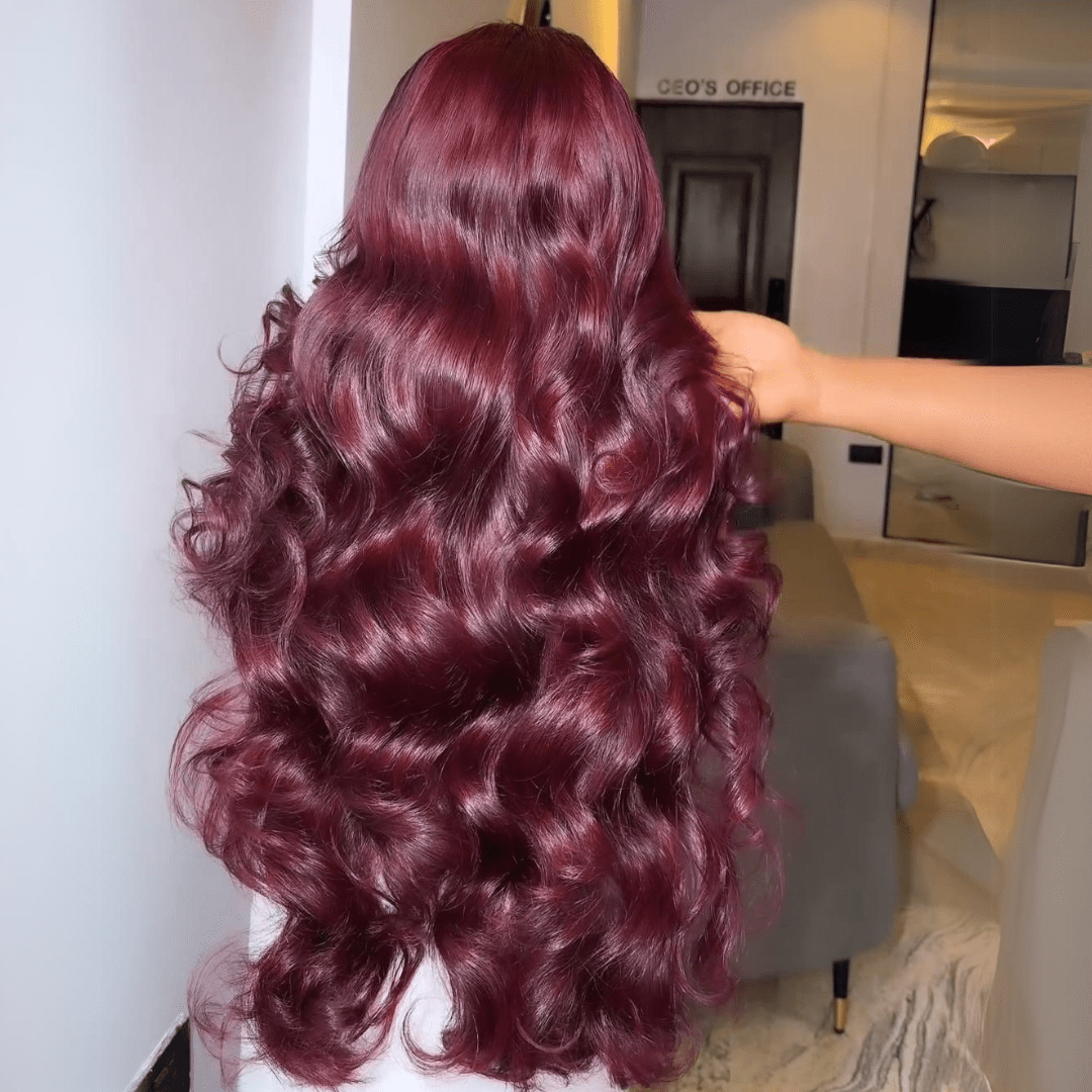 Lumma - 99J Burgundy Red 3D Body Wave Human Hair Lace Wig | Glueless Lace Front Wig | Colored Human Hair