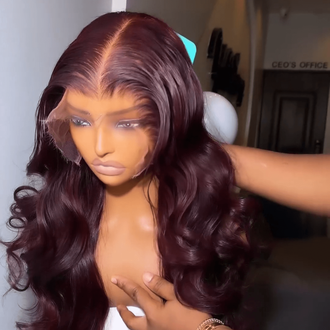Lumma - 99J Burgundy Red 3D Body Wave Human Hair Lace Wig | Glueless Lace Front Wig | Colored Human Hair