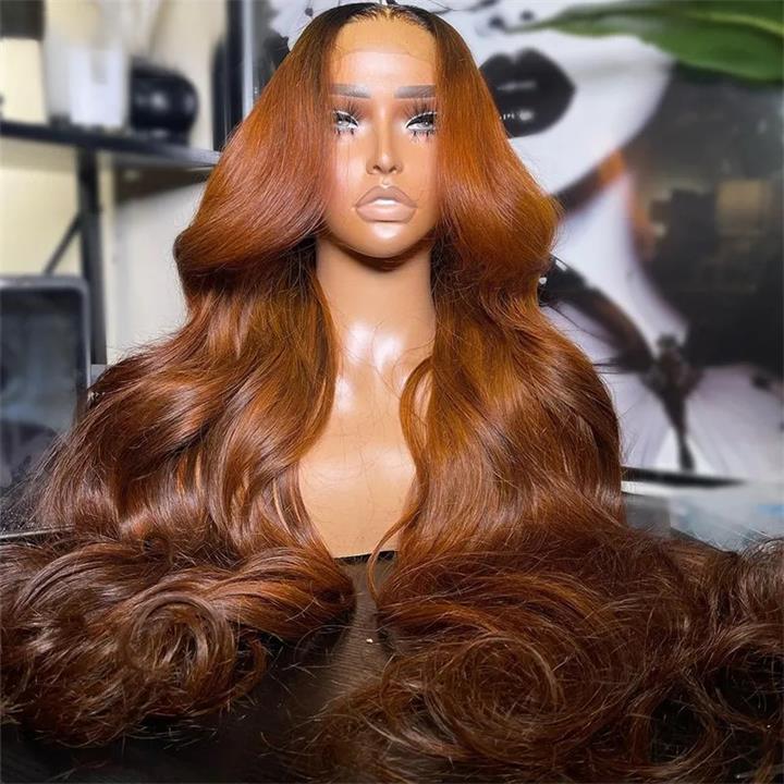 Lumma Ginger Ombre Body Wave Human Hair Lace Wig | HD Lace Front 13x4 or 4x4 Closure | Dark Roots