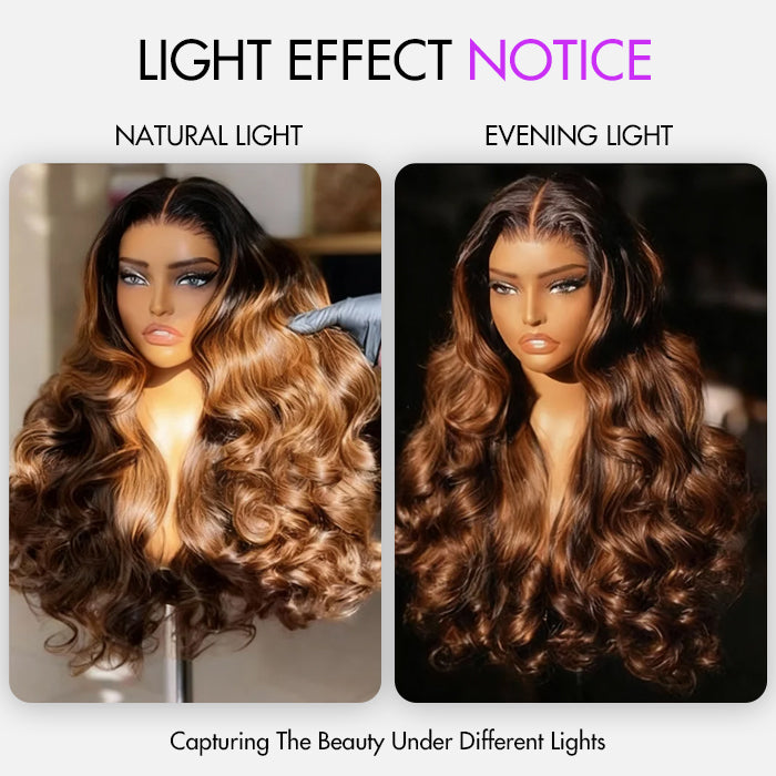 Balayage Highlight Body Wave Human Hair Wig | HD Lace Front 13x4 or 6x5 | Glueless - Lumma