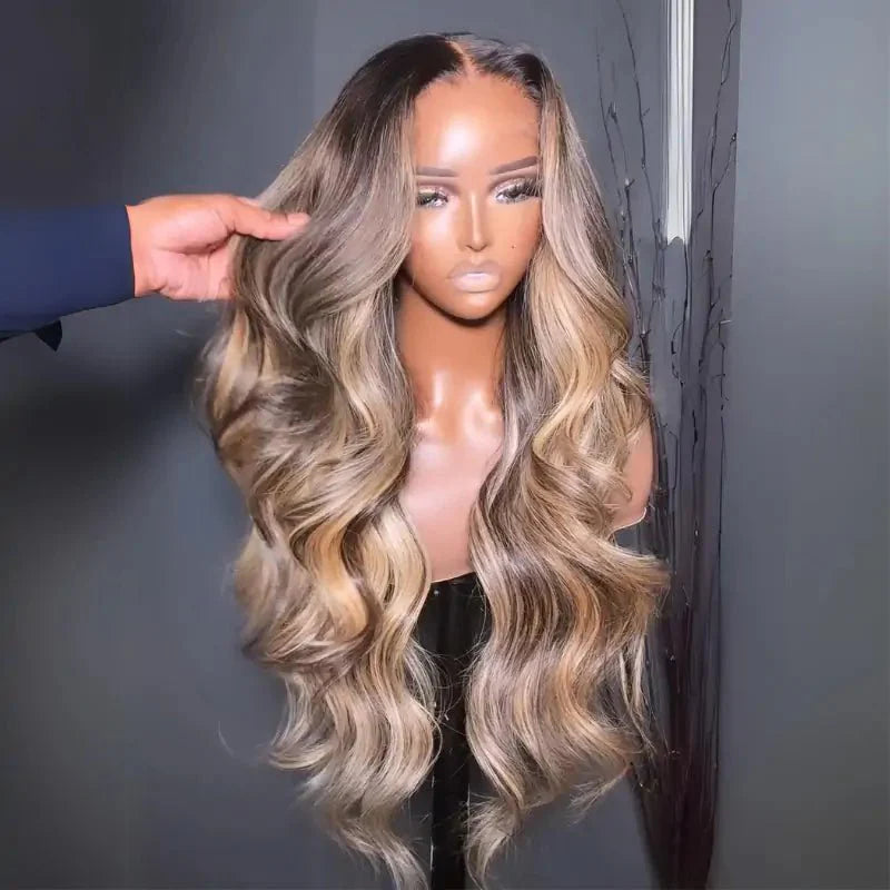Lumma - Highlight Blonde Human Hair Lace Wig | 13x4 Lace Front | Black Roots | Pre-Plucked