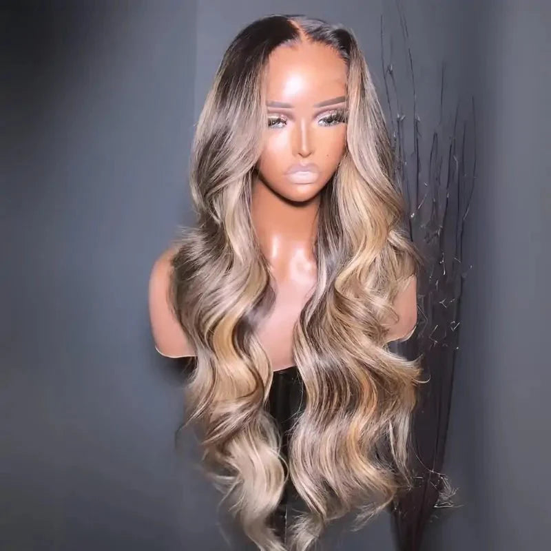 Lumma - Highlight Blonde Human Hair Lace Wig | 13x4 Lace Front | Black Roots | Pre-Plucked